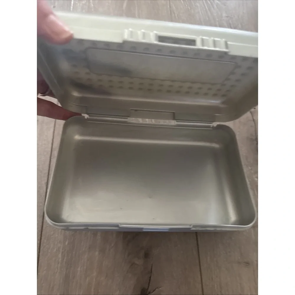 Spacemaker Pencil Box Silver Plastic Storage Case Made In‎ USA Vintage 90's